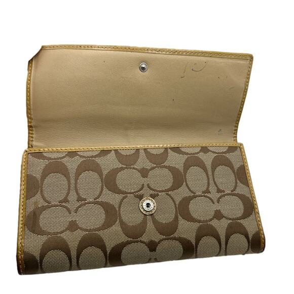 COACH Brown and Tan Signature Canvas Wallet - Picture 5 of 11